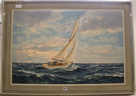 Oil of a yacht